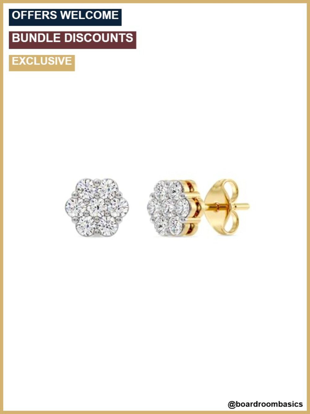 Lab-Grown Diamond Stud Earrings 925 Sterling Silver 14KT Yellow Gold Plated